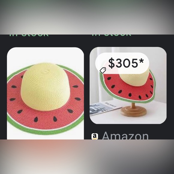 Source Unknown Accessories - SUPER ADORABLE WATERMELON STRAW WIDE FLOPPY BRIM HAT NWOT RARE REFRESHING 2 CUTE